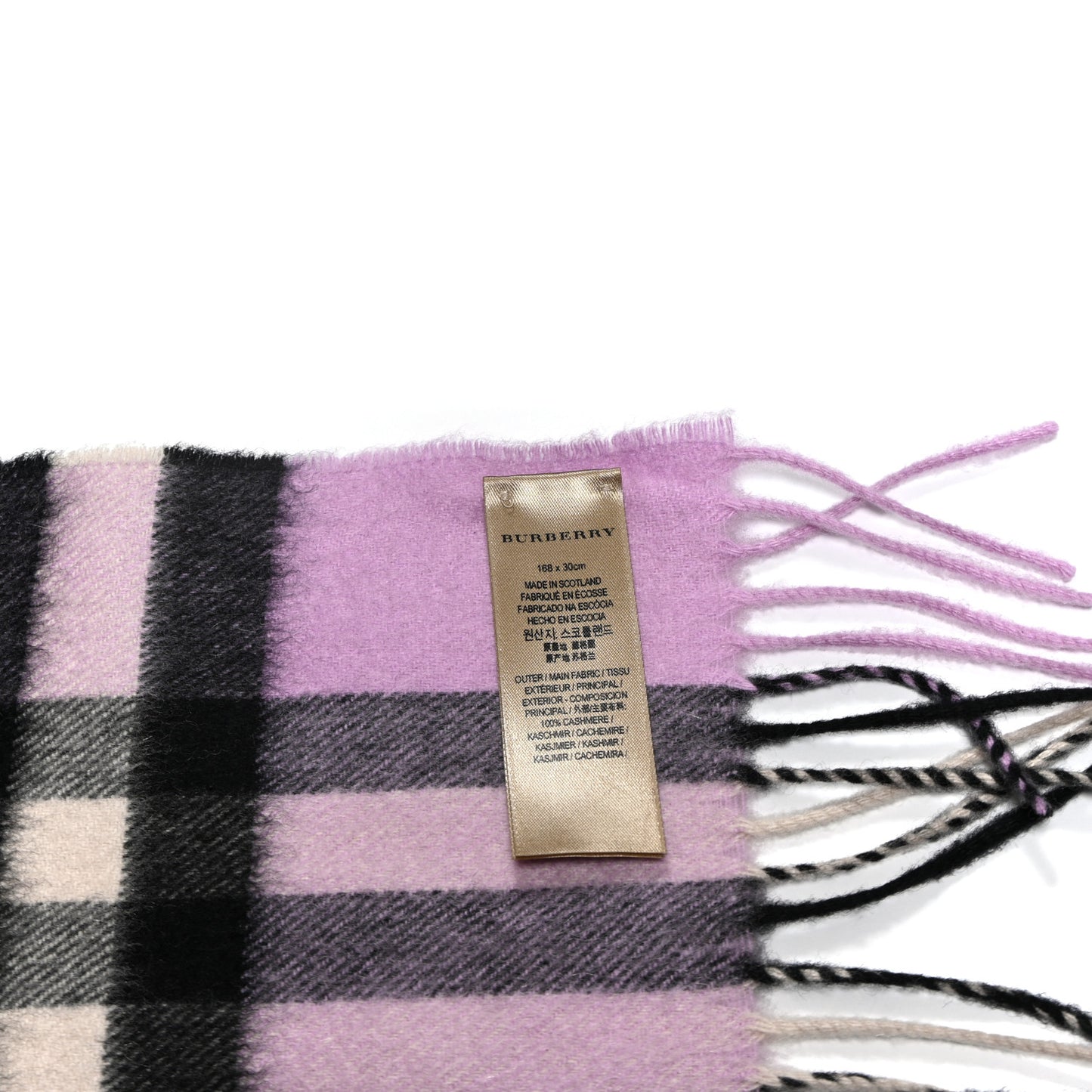 Cashmere Giant Icon Check Fringe Scarf Pale Heather