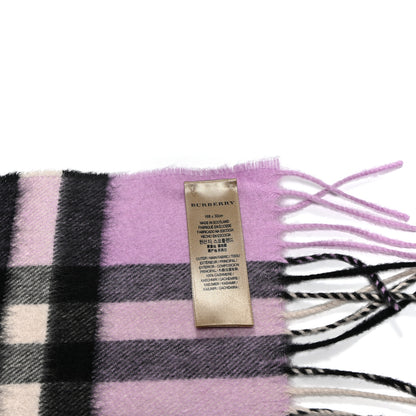 Burberry Cashmere Giant Icon Check Fringe Scarf Pale Heather 4 of 5