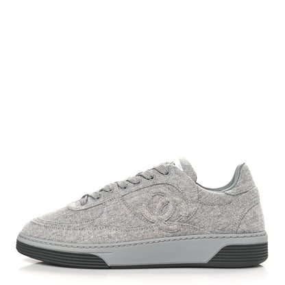 Chanel Wool Mixed Fibers Womens CC Sneakers 38 Light Grey 1 of 8