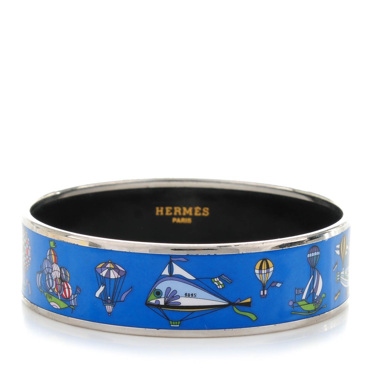 Hermes Enamel Printed Wide Les Folies Du Ciel Bracelet 70 1 of 5
