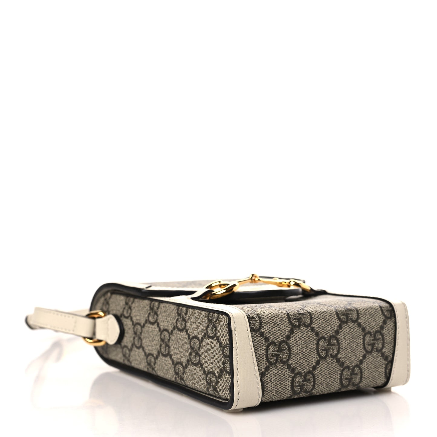 GG Supreme Monogram Azalea Calfskin Mini Horsebit 1955 Crossbody Bag Beige Ebony Mystic White