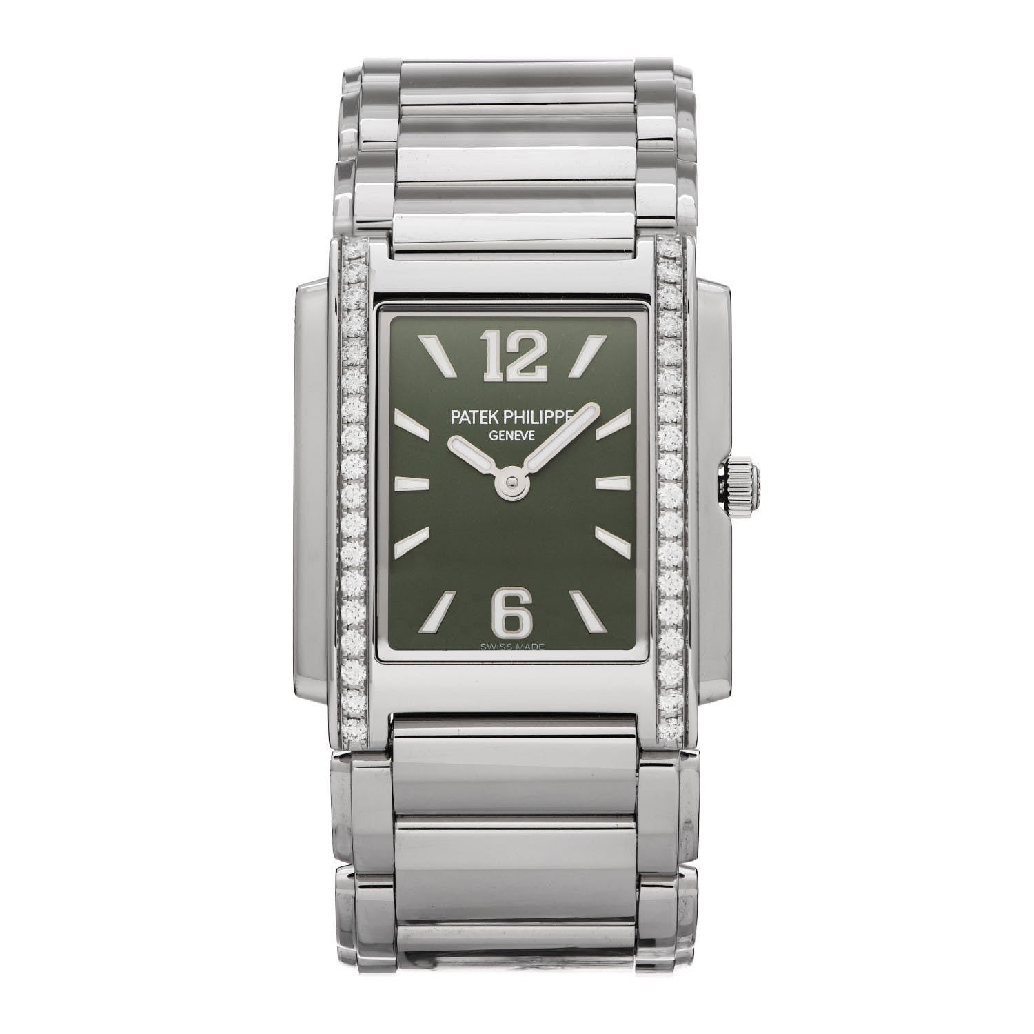 Patek Philippe Stainless Steel Diamond 25mm Twenty-4 Quartz Watch Olive Green 4910/1200A-011 1 of 5