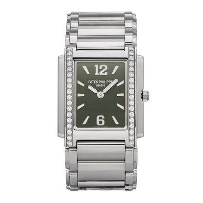 Patek Philippe Stainless Steel Diamond 25mm Twenty-4 Quartz Watch Olive Green 4910/1200A-011 1 of 5