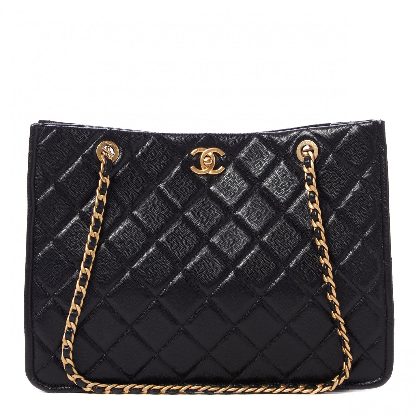 Caviar Quilted Sweet Classic Shopping Tote Black