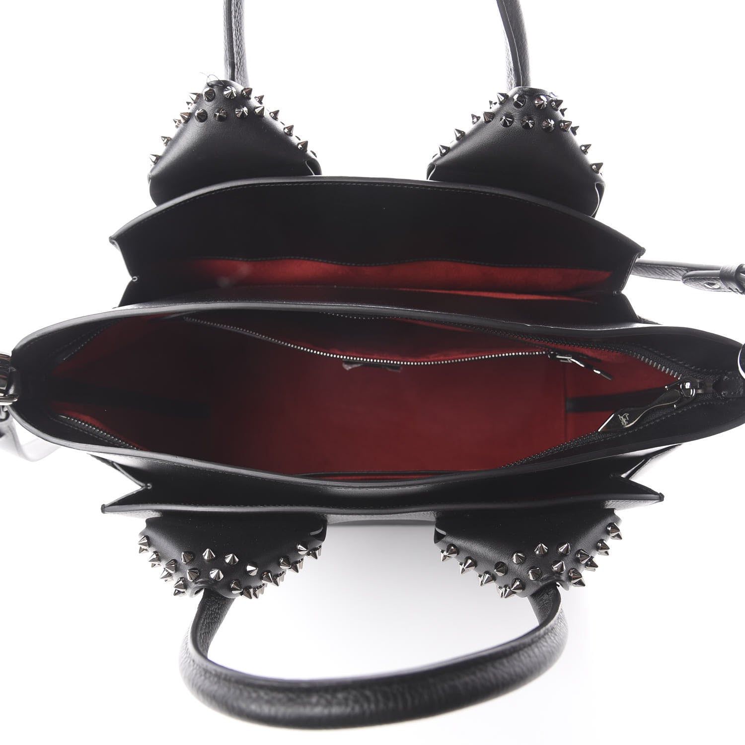 Christian Louboutin Grained Calfskin Studded Large Eloise Satchel Black 4 of 8