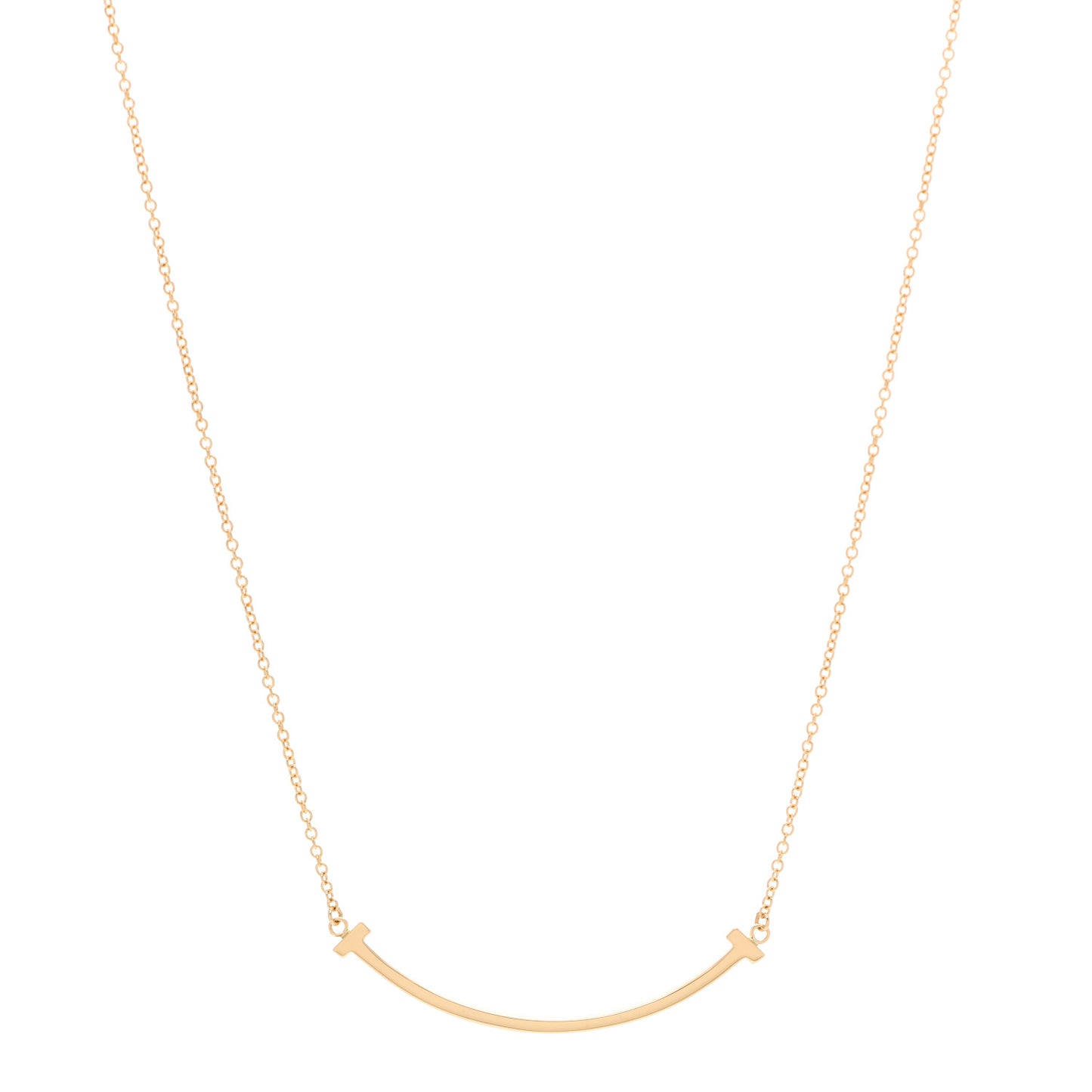 18K Rose Gold Small T Smile Pendant Necklace