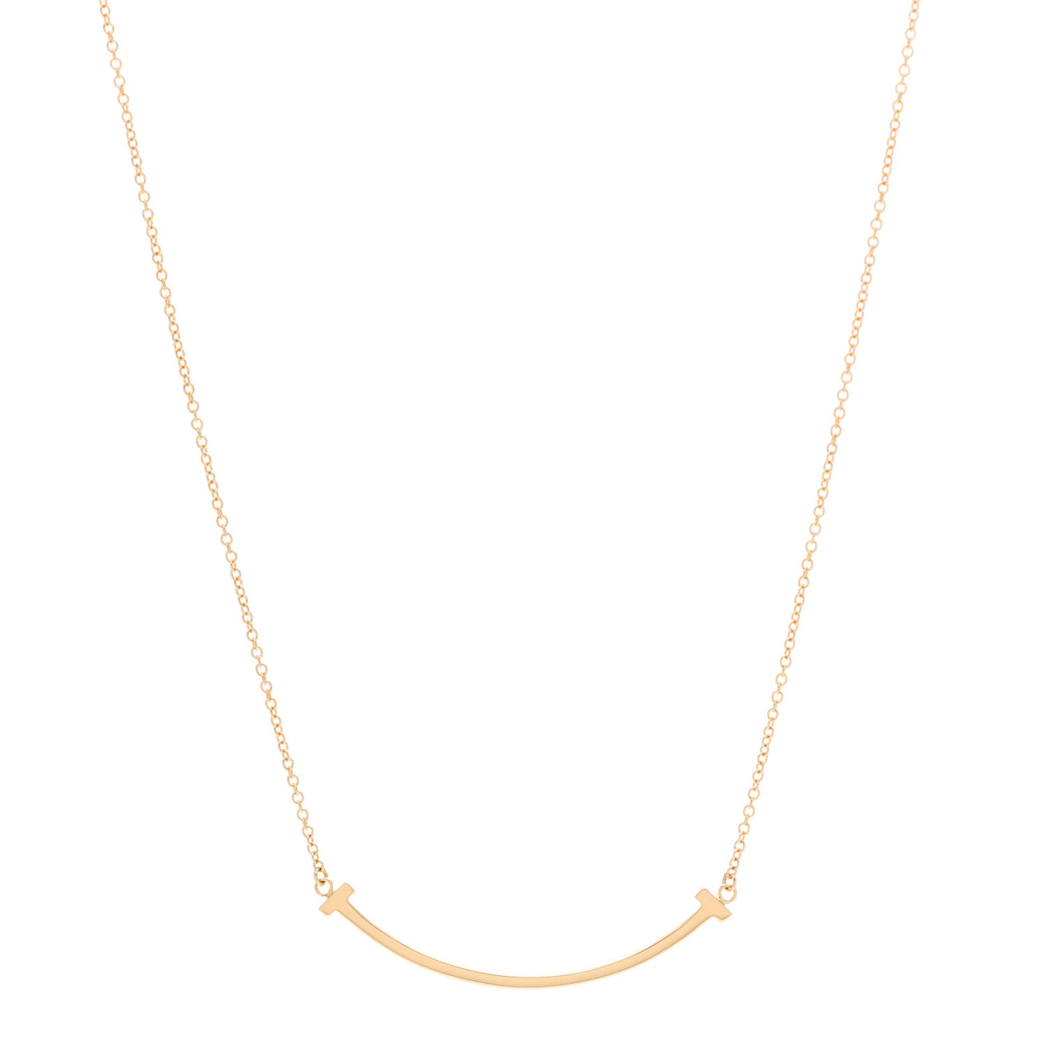 Tiffany 18K Rose Gold Small T Smile Pendant Necklace 1 of 5