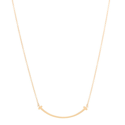 Tiffany 18K Rose Gold Small T Smile Pendant Necklace 1 of 5