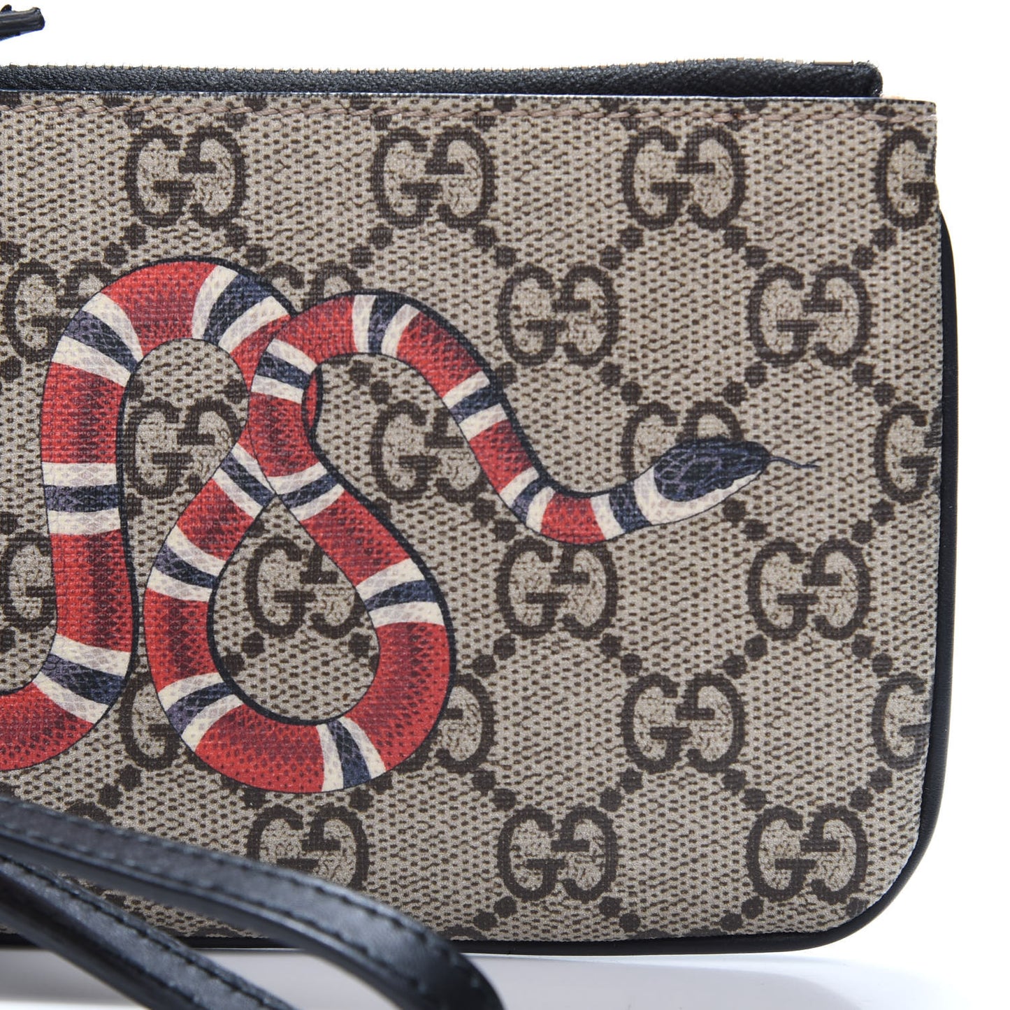 GG Supreme Monogram Kingsnake Zip Pouch Black