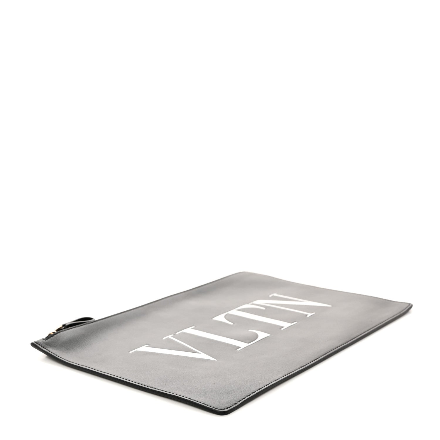 Valentino Garavani Calfskin VLTN Large Flat Zip Pouch Black 4 of 8