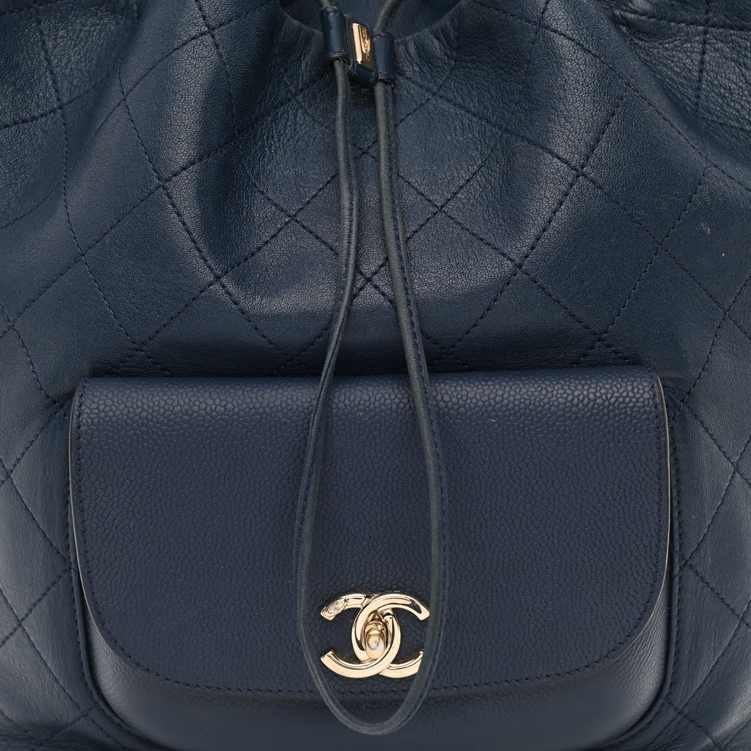 Chanel Sheepskin Caviar Quilted Daily Round Backpack Blue 8 of 10