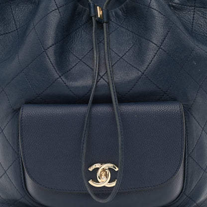 Chanel Sheepskin Caviar Quilted Daily Round Backpack Blue 8 of 10