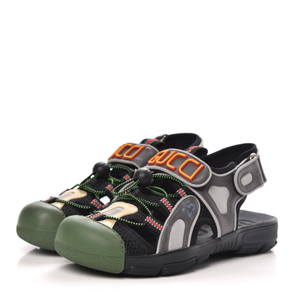 Gucci Mesh Fabric Tinsel Sport Sandals 36 Black Silver Green 3 of 8