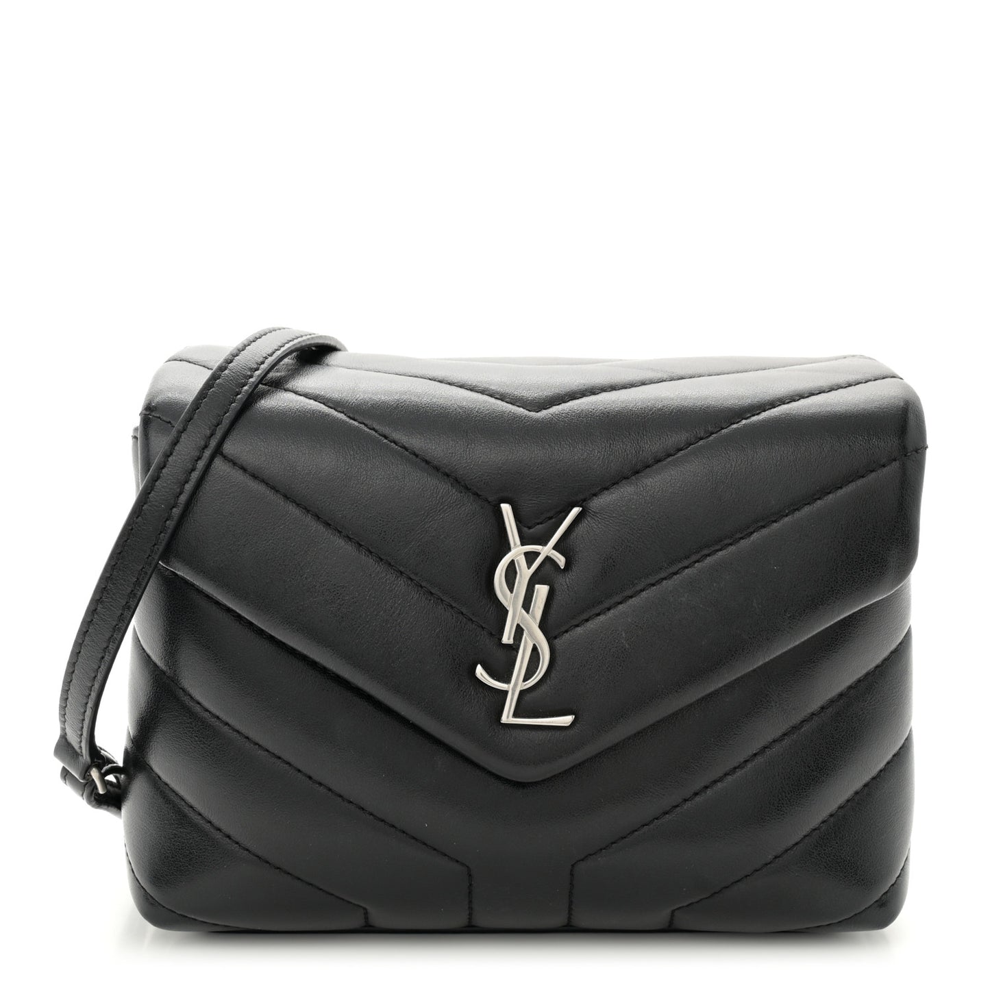 Calfskin Y Quilted Monogram Toy Loulou Crossbody Bag Black