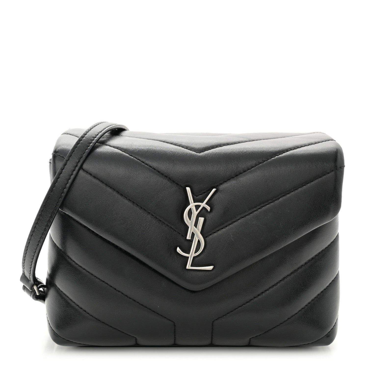 Saint Laurent Calfskin Y Quilted Monogram Toy Loulou Crossbody Bag Black 1 of 12