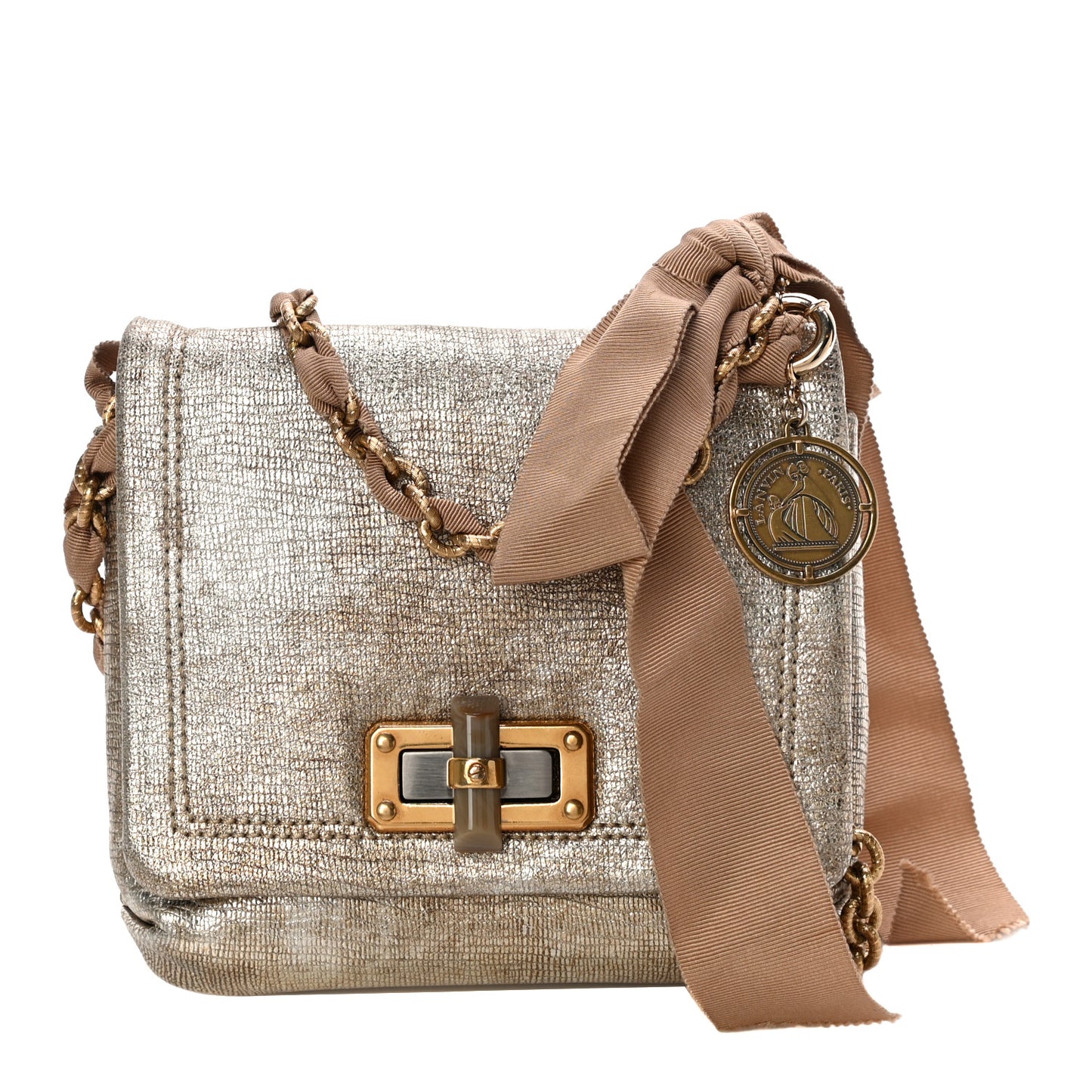Metallic Lambskin Mini Happy Pop Crossbody Gold