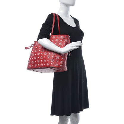 MCM Visetos Medium Liz Reversible Shopper Tote Ruby Red 3 of 12