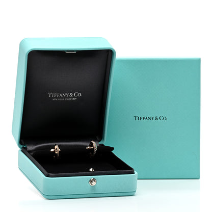 Tiffany 18K Rose Gold Diamond T1 Hoop Earrings 5 of 5