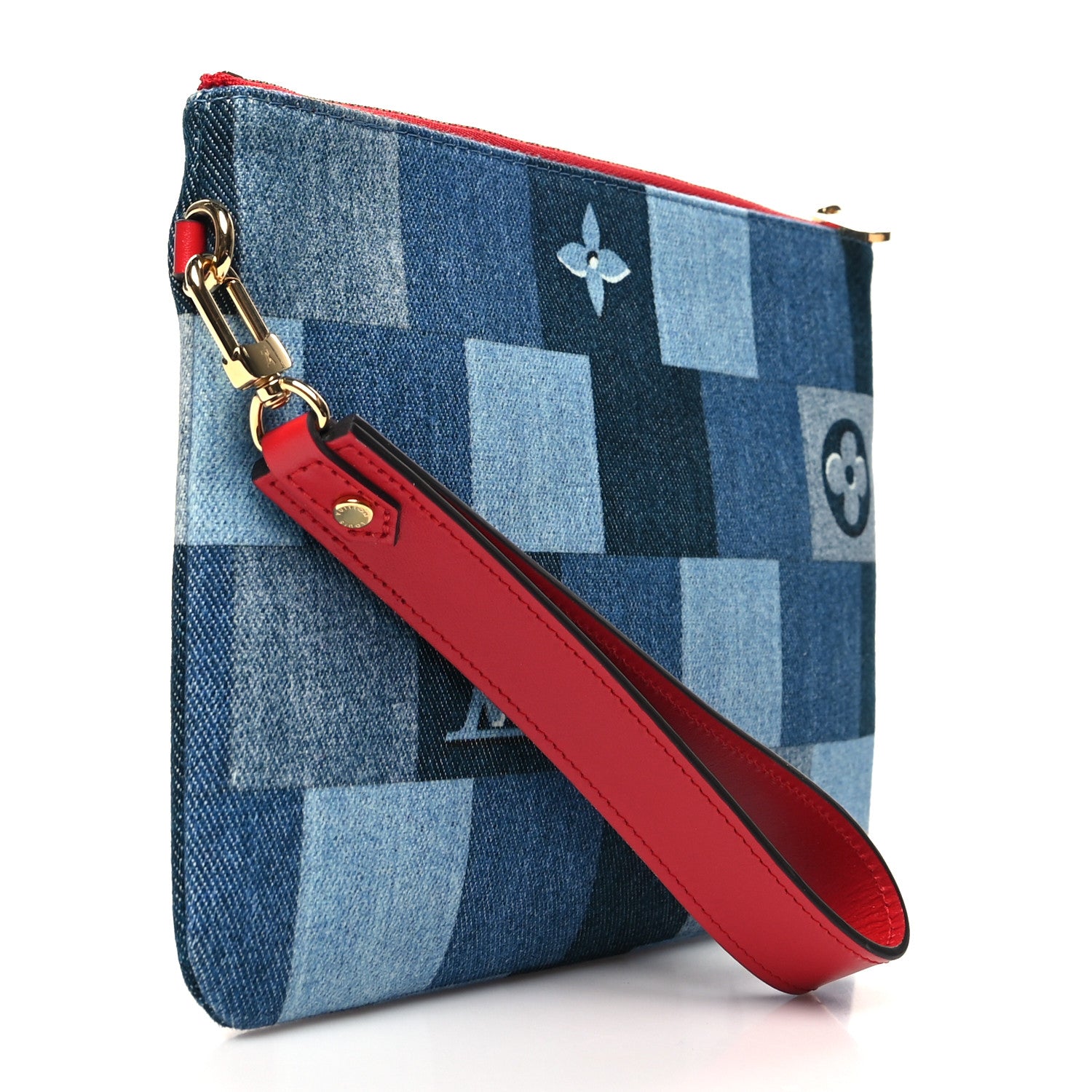 Louis Vuitton Denim Monogram Patchwork City Pouch Blue Rouge 3 of 10