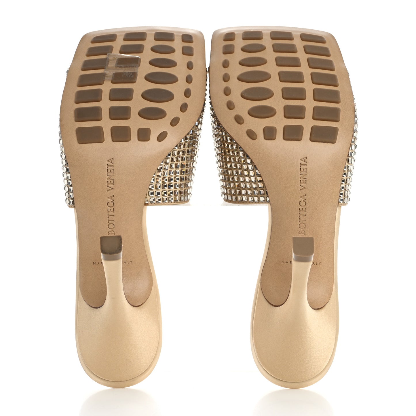 Satin Crystal Embellished Stretch Mule Sandals 37 Cane Sugar