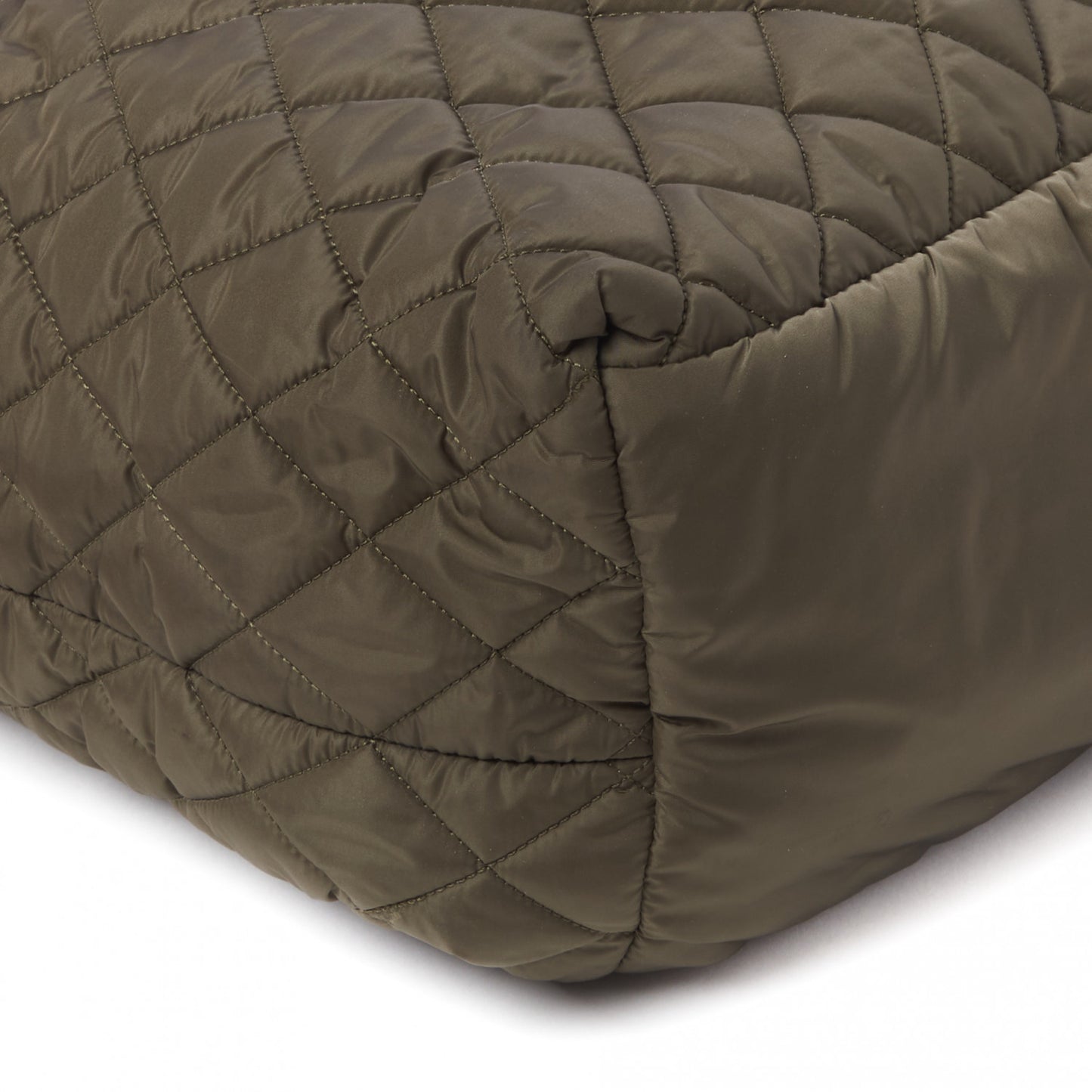 Nylon Quilted Large Coco Cocoon Tote Khaki