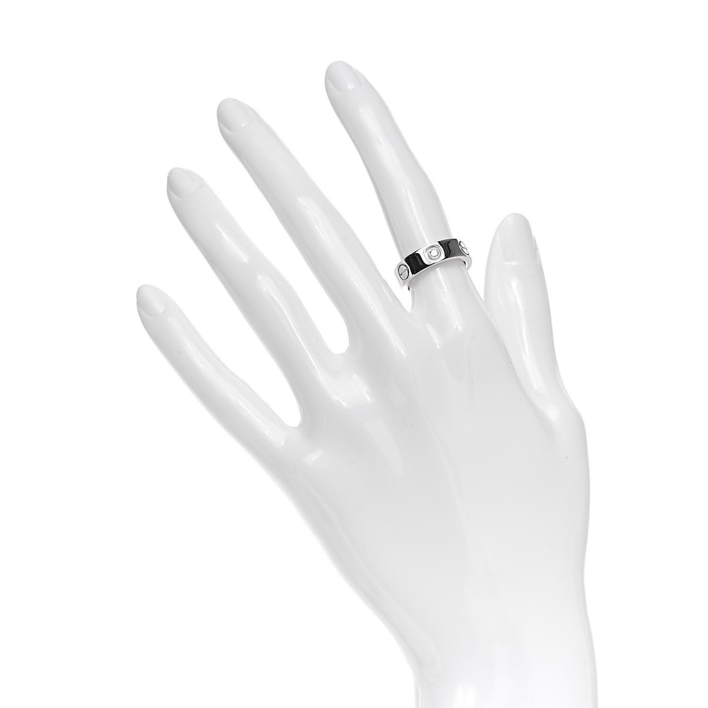 18K White Gold 3 Diamond 5.5mm LOVE Ring 48 4.5