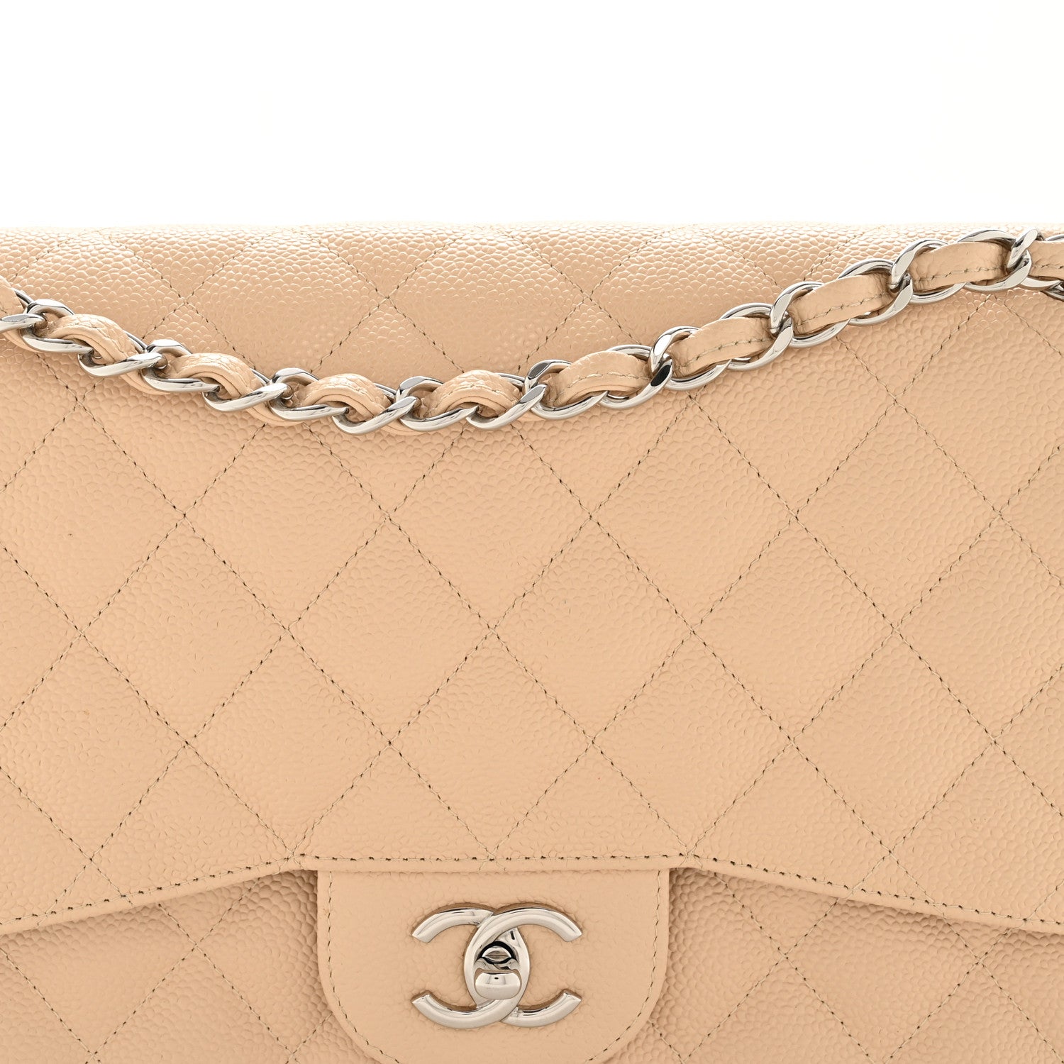 Chanel Caviar Quilted Jumbo Double Flap Beige Clair 7 of 10