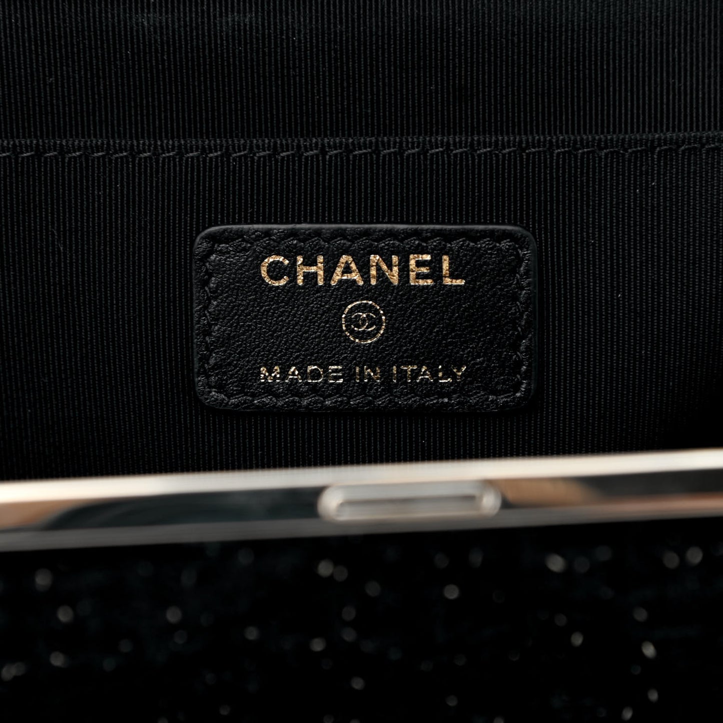 Tweed Quilted Kiss Lock Clutch Black
