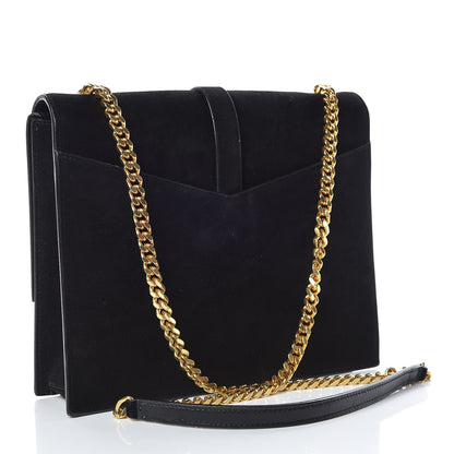 Saint Laurent Suede Sulpice Monogram Medium Shoulder Bag Black 3 of 11