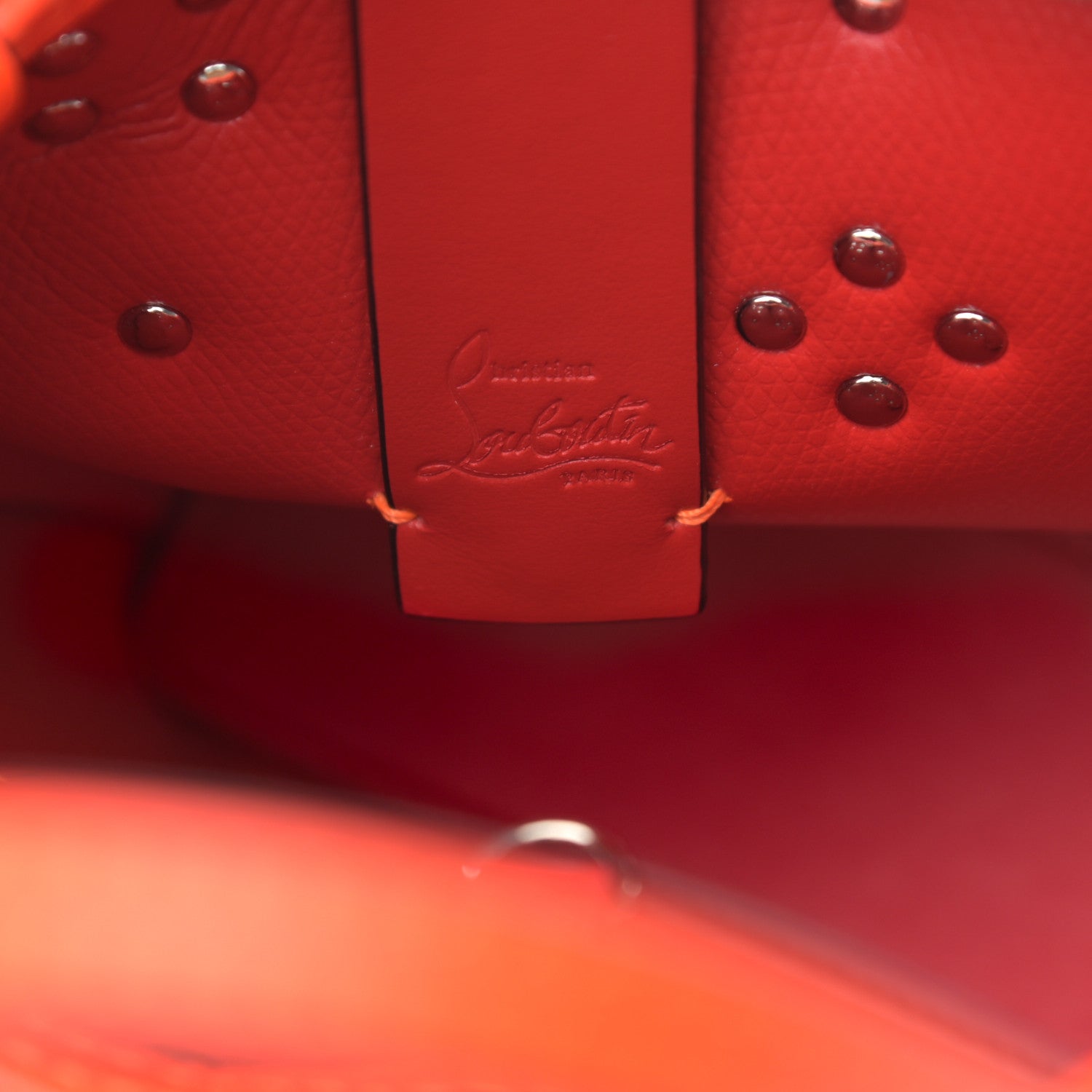 Christian Louboutin Calfskin Empire Spike Studded Mini North South Cabata Tote Red 6 of 10