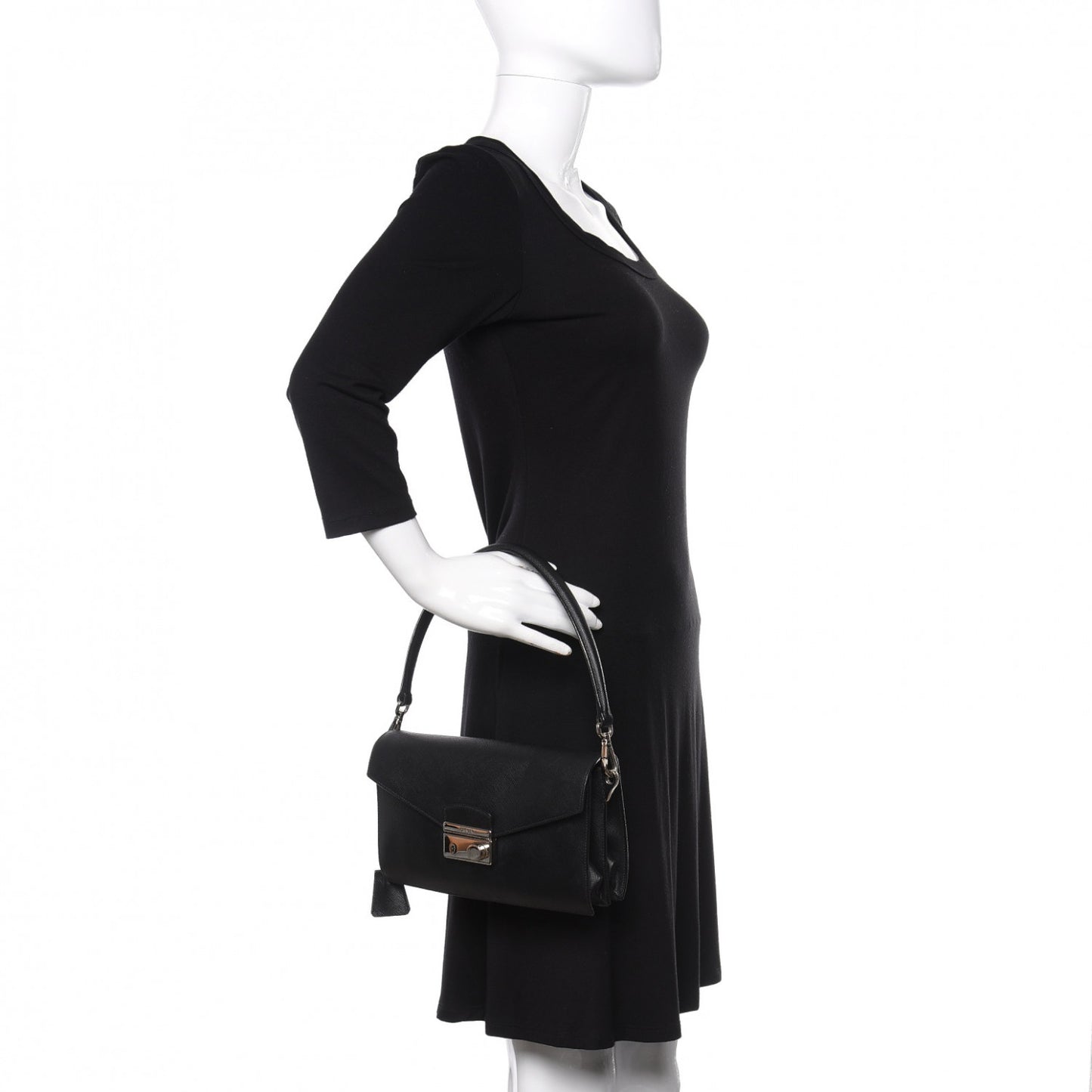 Saffiano Lux Sound Shoulder Bag Black