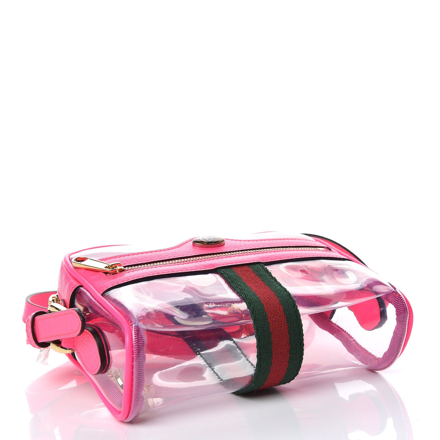 Vinyl Web Mini Ophidia Transparent Shoulder Bag Fluorescent Fuchsia