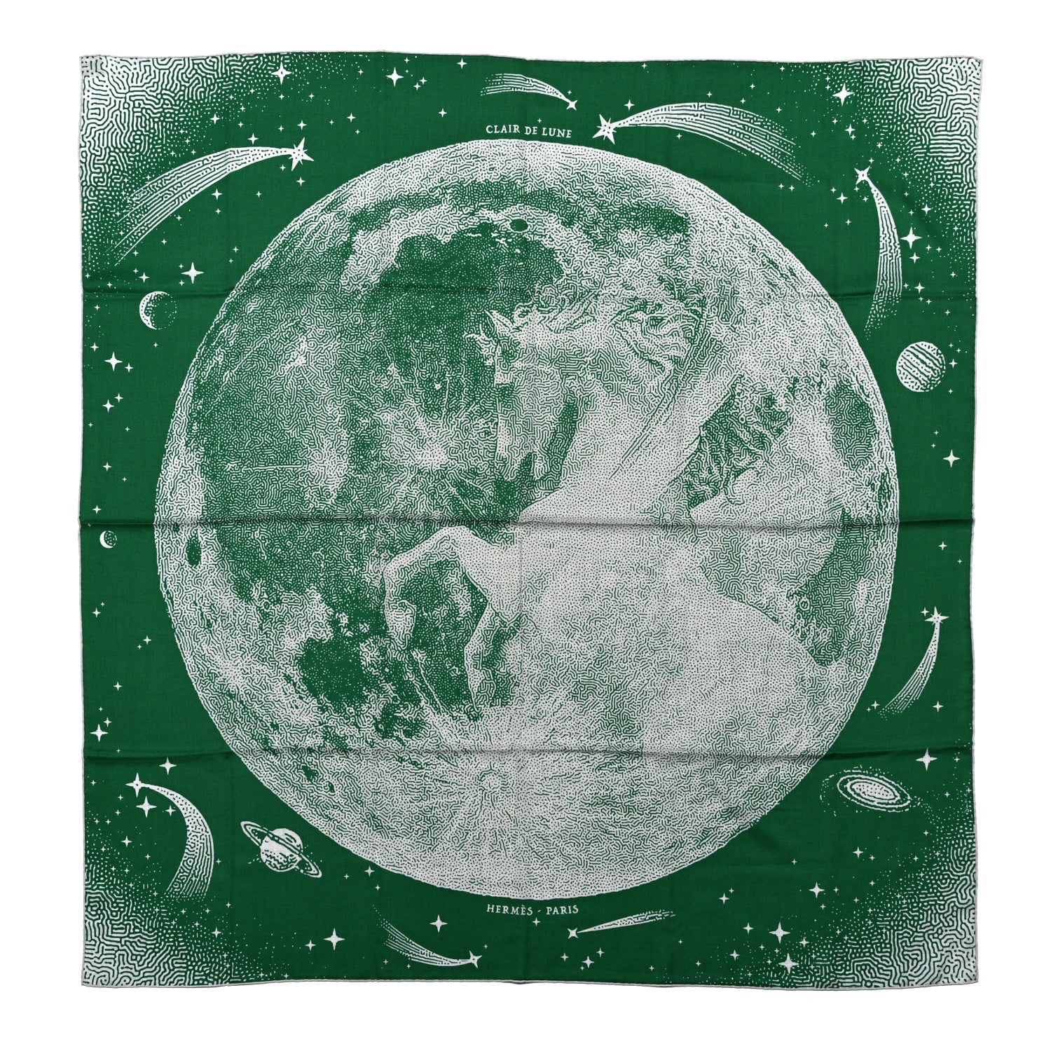 Hermes Silk Cashmere Clair De Lune Shawl 140 Green 1 of 4