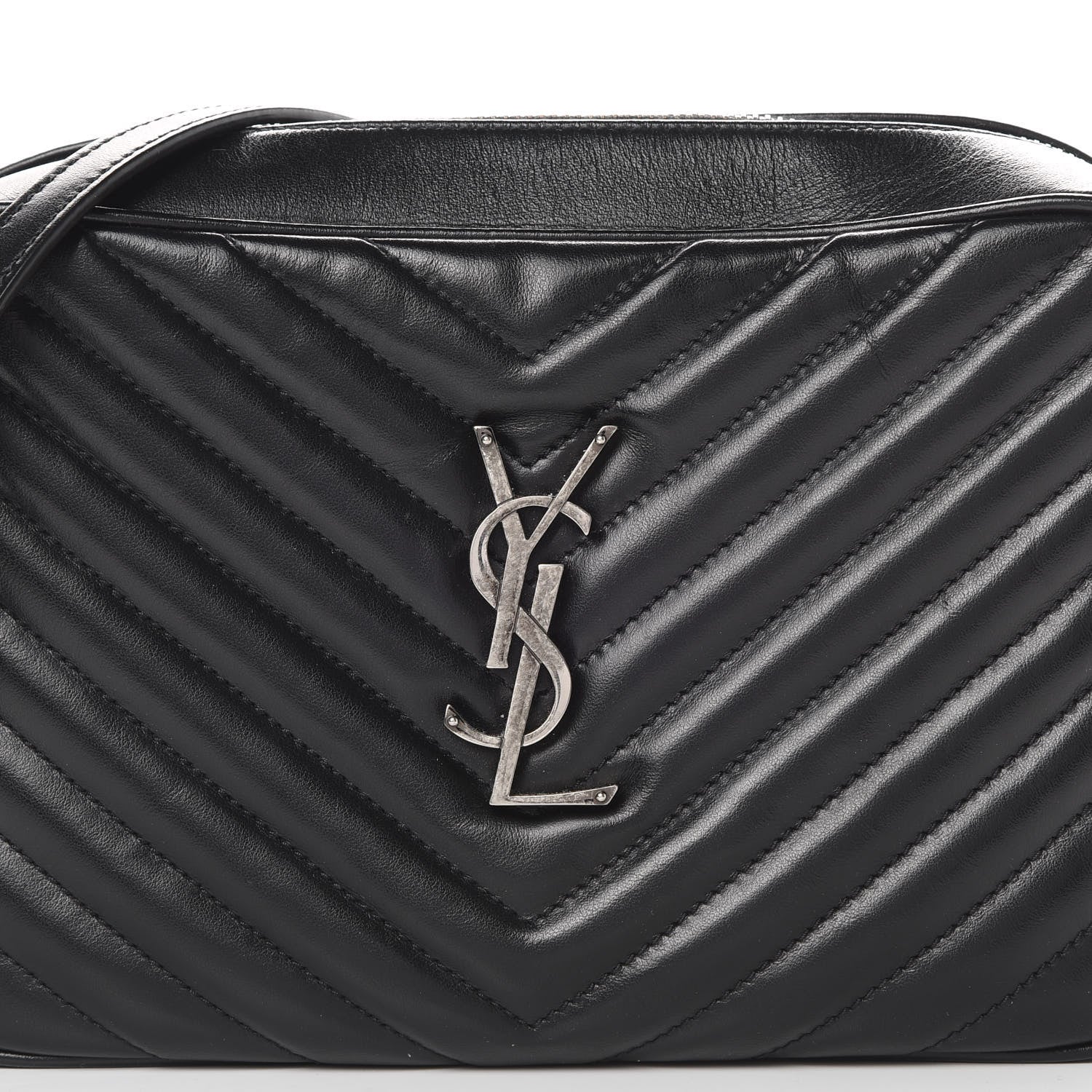 Saint Laurent Calfskin Matelasse Monogram Lou Camera Bag Black 8 of 14