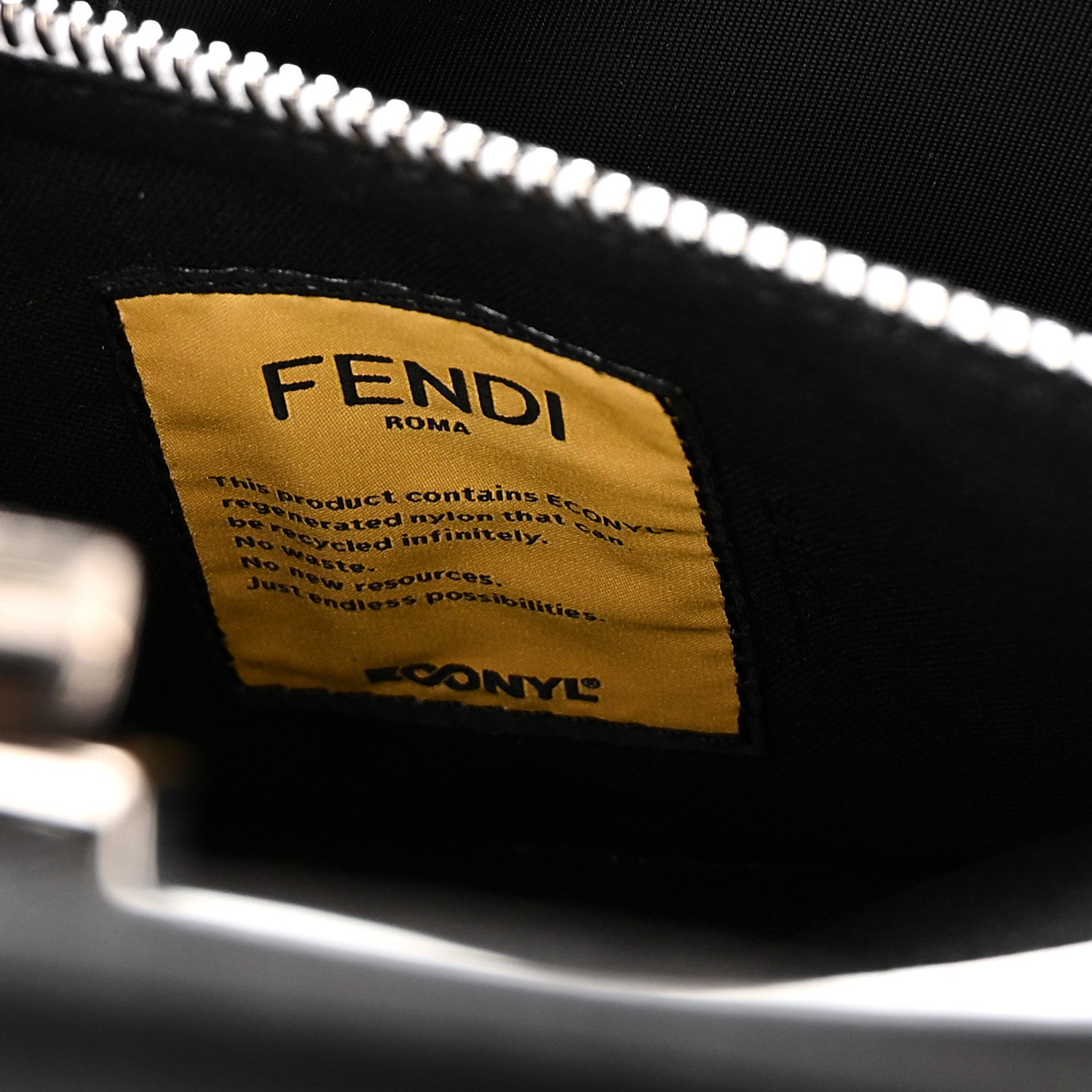 Fendi Nylon Vitello Cover Logo Embossed Mini Peekaboo I SEE U Satchel Black White 6 of 9