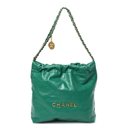 Chanel Shiny Calfskin Quilted Small Chanel 22 Green 1 of 13