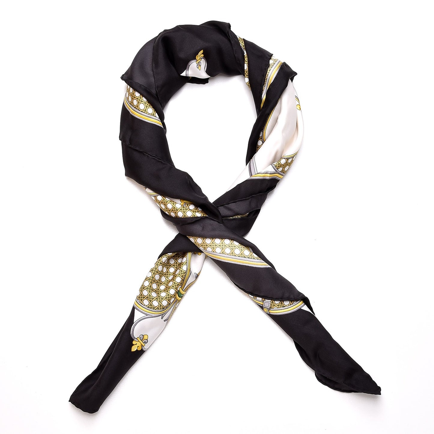 Silk Carriage Printed Scarf Black
