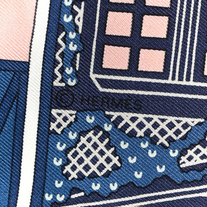 Hermes Silk Objets de Curiosite Scarf 90 Marine Rose Poudre 4 of 5