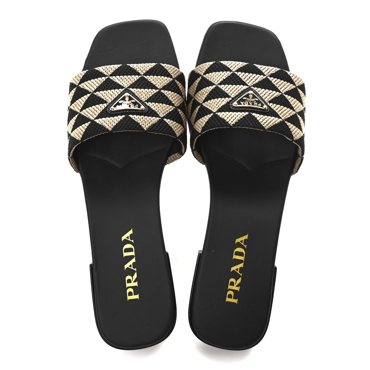 Jacquard Trianglolo Symbole Embroidered Triangle 10mm Slide Sandals 40 Black Corda