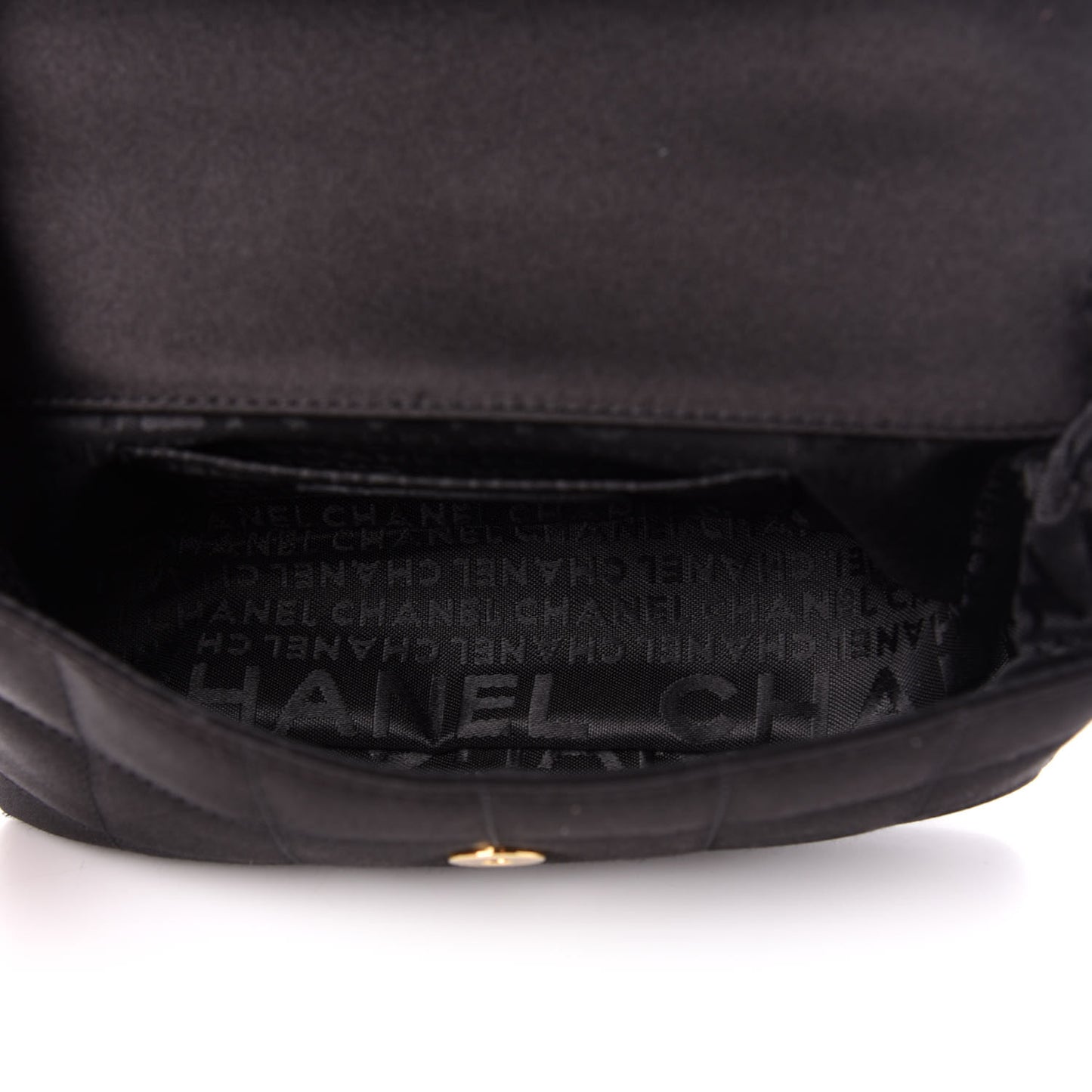 Satin Chocolate Bar Quilted Rectangular Mini Flap Black