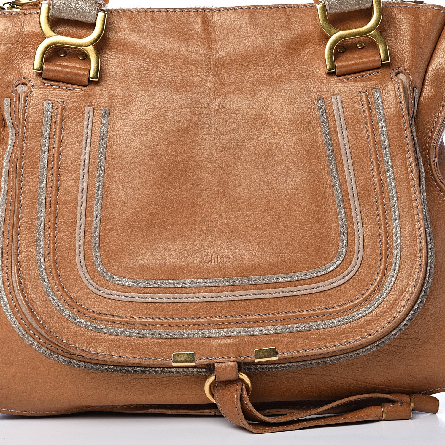Chloe Metallic Calfskin Medium Marcie Satchel Brown 7 of 24