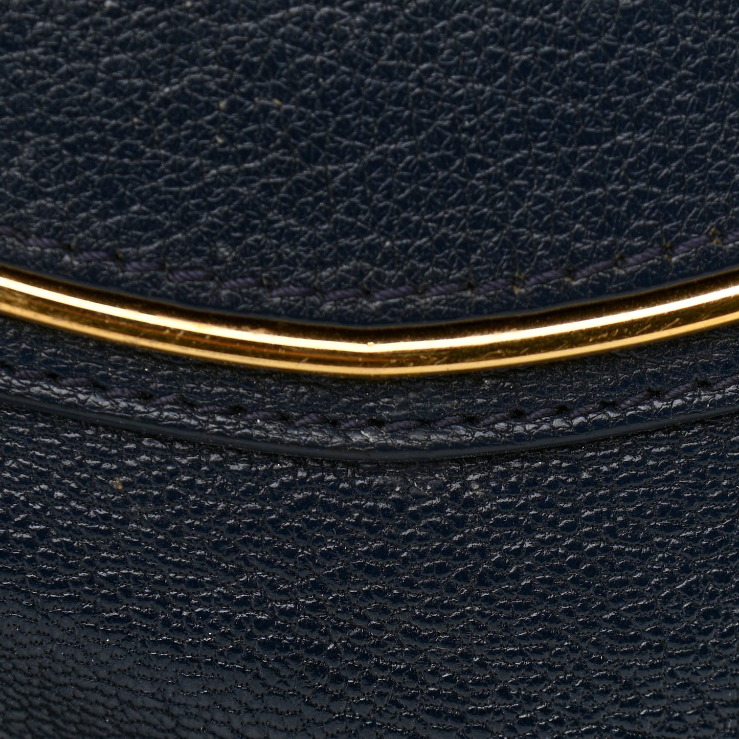 Chevre Gold Metallic Edge Hardware Backpack Bleu Nuit