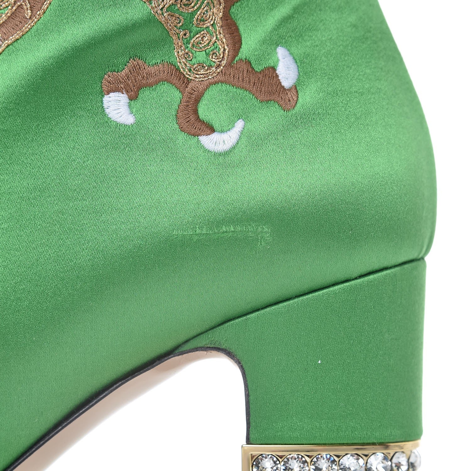 Gucci Silk Satin Malaga Kid Embroidered Candy Dragon Block-Heel Knee Boot 39 Palm 12 of 14