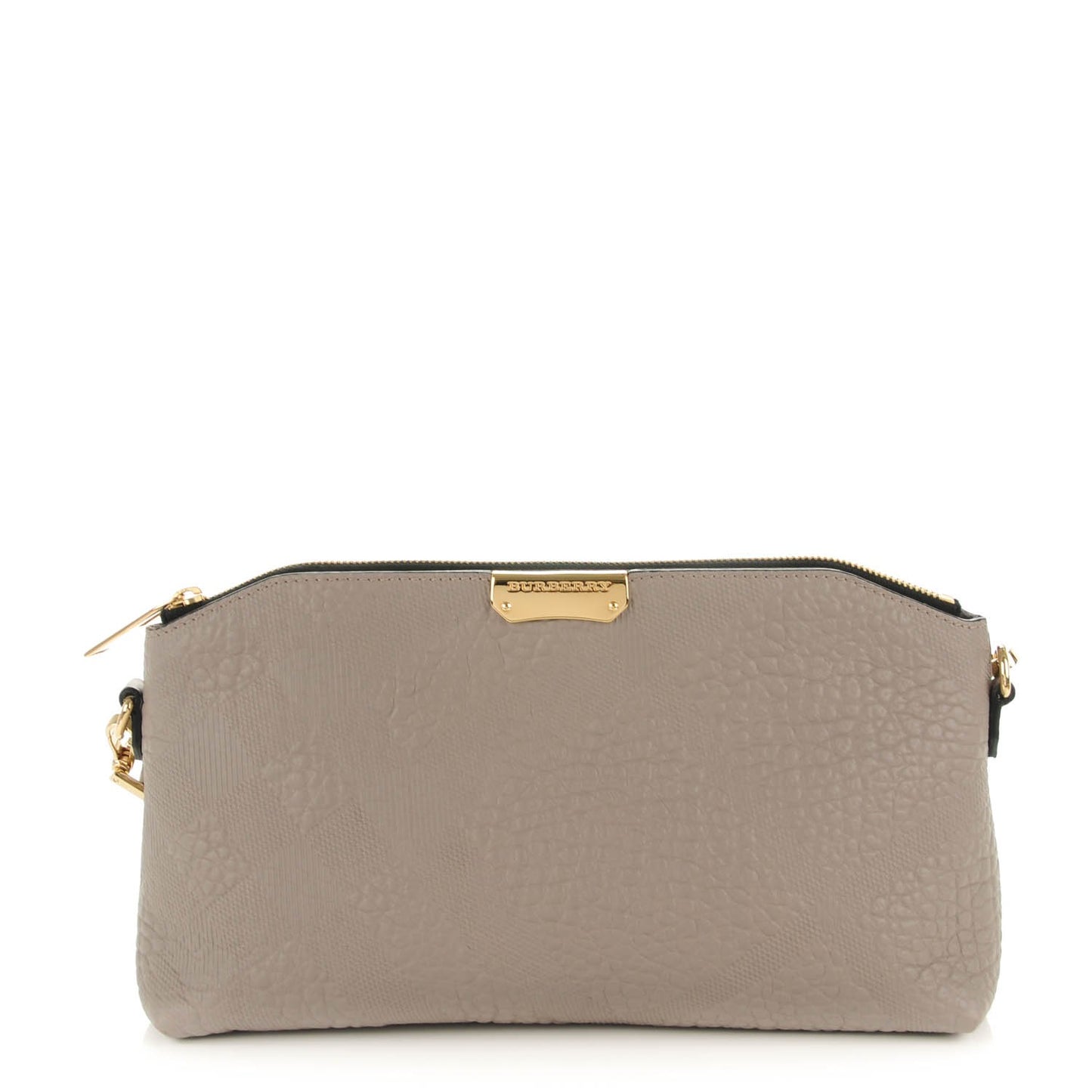 Signature Grain Calfskin Check Embossed Small Chichester Crossbody Clutch Bag Pale Grey