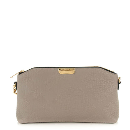 Burberry Signature Grain Calfskin Check Embossed Small Chichester Crossbody Clutch Bag Pale Grey 1 of 7