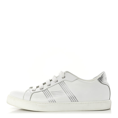 Hermes Calfskin Womens Advantage Sneakers 39 White Gris Argente 1 of 9