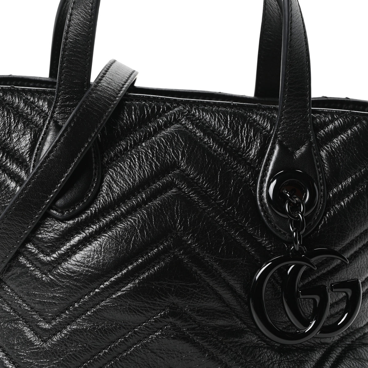 Gucci Nappa Chevron Matelasse Small GG Marmont Tote Bag Black 8 of 10