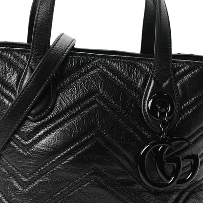 Gucci Nappa Chevron Matelasse Small GG Marmont Tote Bag Black 8 of 10