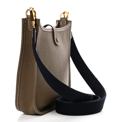 Hermes Taurillon Clemence Amazone Evelyne TPM Etoupe Bleu Indigo 3 of 11