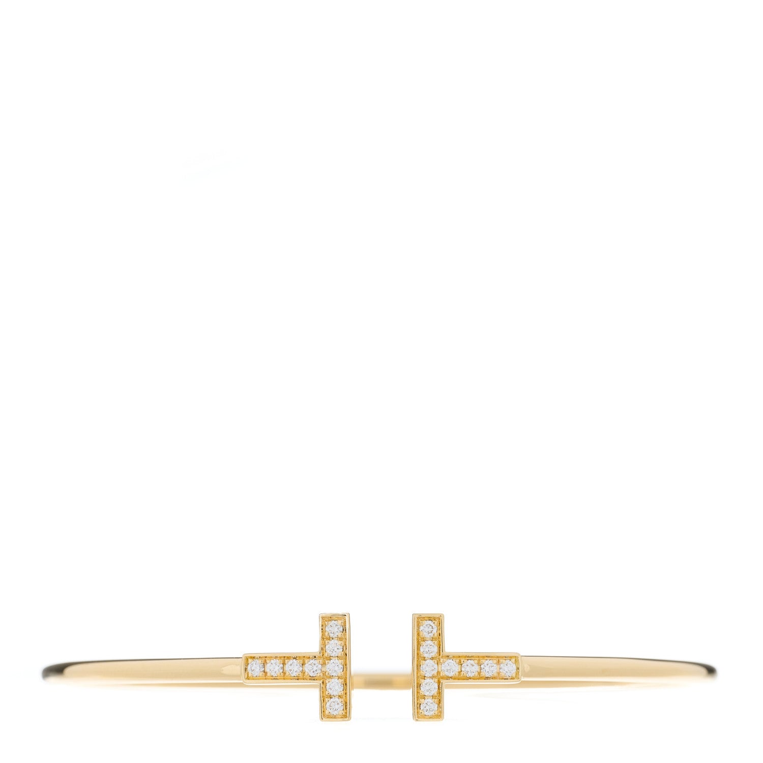 Tiffany 18K Yellow Gold Diamond T Wire Bracelet 1 of 3